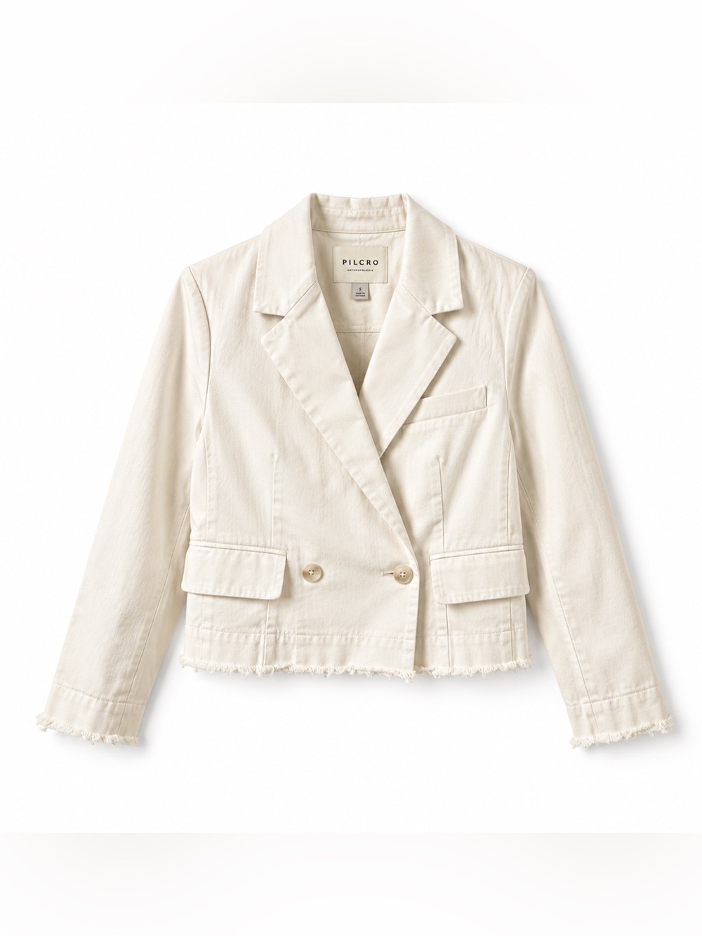 Pilcro Anthropologie Cropped Cotton Double Breasted Blazer S